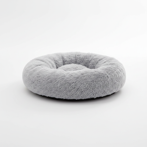PawCalm Calming Sleep Bed - light grey donut dog bed